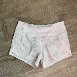 WHITE LULULEMON SPEEDUP SHORTS